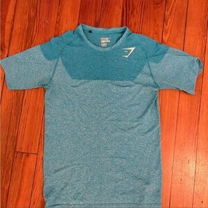 Gymshark OG Phantom Seamless Tee Shirt Compression Mens Size L Blue David Laid